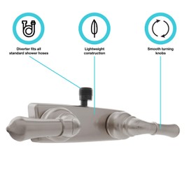 Dura Faucet (DF-SA100C-SN RV/Motorhome Shower Faucet Valve Diverter with Easy Turn Handles (Brushed Satin Nickel)