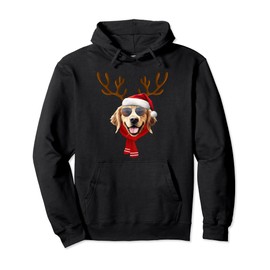 Golden Retriever Xmas Outfit Reindeer Christmas Costume Pullover Hoodie