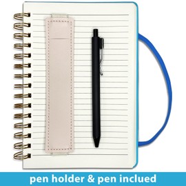DWIYITTN A5 Spiral Notebook and Pen Set, 160 Lined Pages Blue Faux Leather Hardback Wirebound Notebook A5 with Detachable Pen Holder and Pen for School College Work Home Writing Note Taking