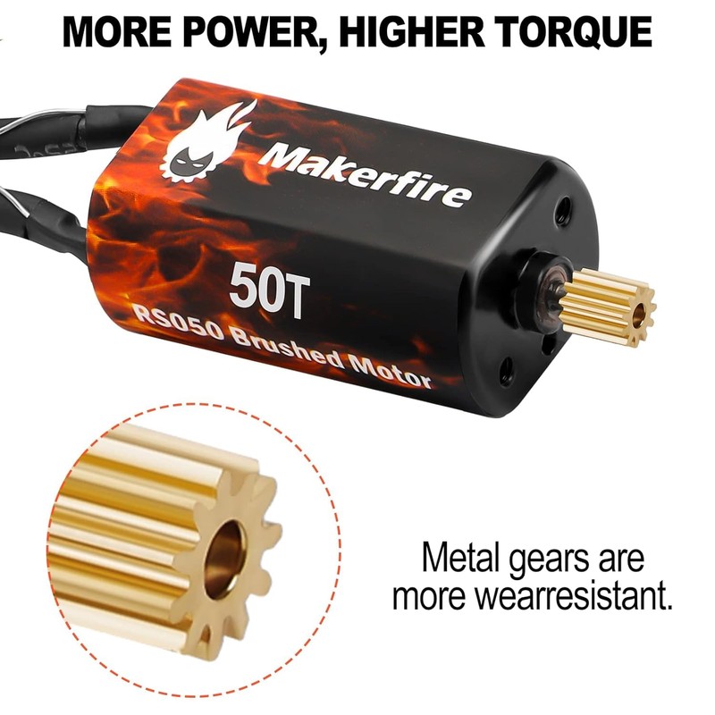 Makerfire RS050 50T Brushed Motor with Helical Gear Complete Transmission
