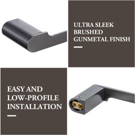 MyGift 6 Inch Premium Wall Mounted Hand Towel Holder Hook in Art Deco Style Matte Gunmetal Finish, Hotel Series Floating Rail for Hanging Bathroom Hand Drying Towels