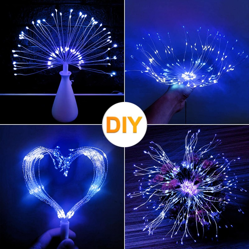 Micacorn Fireworks Fairy Lights, 4 Pack Hanging USB Fireworks Lights