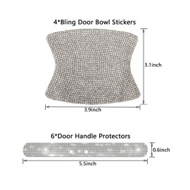 BetterJonny 10PCS Crystal Scratch Protector, Rhinestone Car Bling Scratch Protector for Women and Girls (Silver)