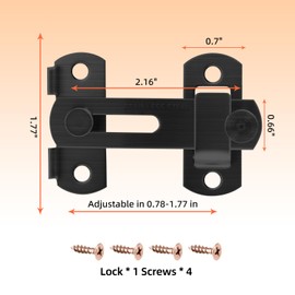 Croerw 3 in Flip Sliding Barn Door Lock, Heavy Duty Gate Latch for Privacy – Matte Black – for Sliding Doors, Cabinets, Fences – 1 Pack
