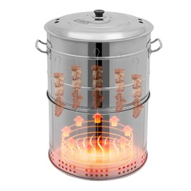 Vertical Charcoal Smoker Grill, Stainless Steel Charcoal Barbecue Grill with 50 Skewers, Grill Net, 16.14 x 25.98inch for Large-capacity, Portable Smokeless BBQ Charcoal Grill for Outdoor Cooking