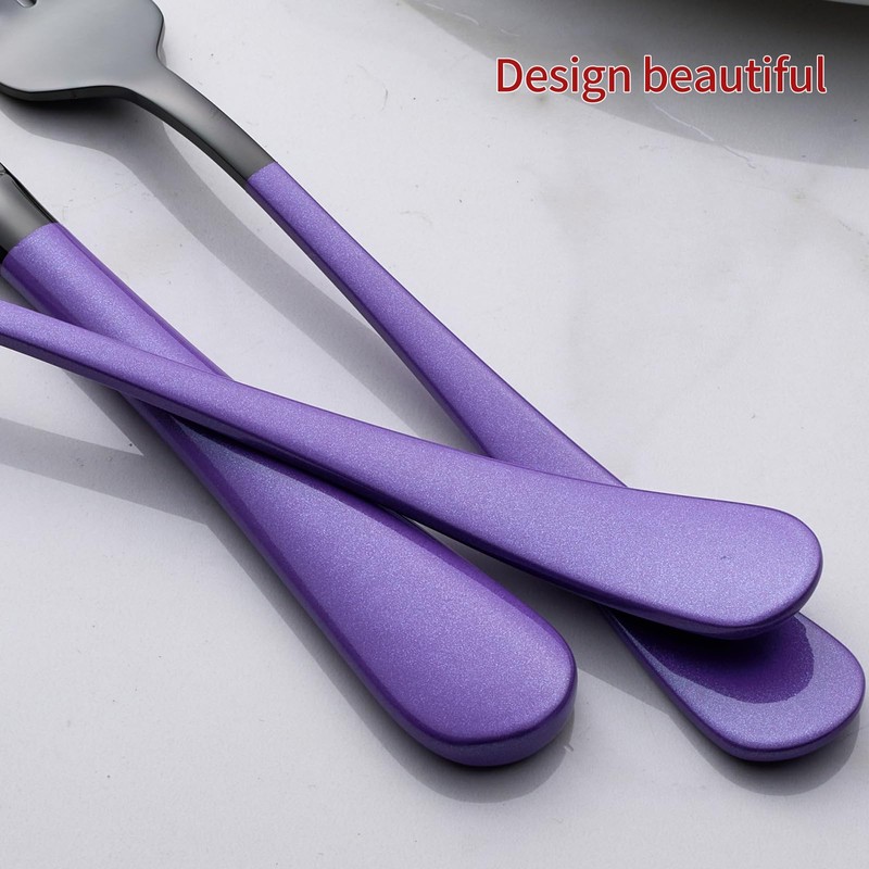 Onlycooker 20-Piece Black Silverware Set 18/0 Stainless Steel Flatware Purple