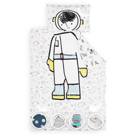 sleepwise Children's Bed Linen 100 x 135 cm, Baby Bedding Set for Children with 1 Pillowcase 40 x 60 cm, Extra Soft Microfibre Children's Bedding Set for Girls and Boys with Zip, Astronaut