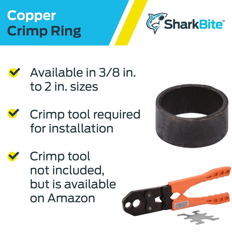 SharkBite 1/2 Inch Copper Crimp Rings, Pack of 100, PEX
