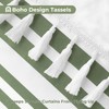 Seasonwood Sage Green Shower Curtain Boho Stripe Shower Curtains with