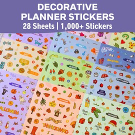 Decorative Planner Stickers - 28 Sheets of Aesthetic Holiday and Seasonal Journal Stickers - Month Stickers, Number Stickers - Perfect for Agendas, Calendars, Bullet Journals or Scrapbooks