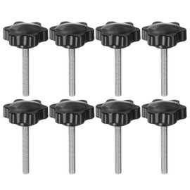 QUARKZMAN Pack of 8 Thumb Screws with Star Handle M6 x 50 mm x 38 mm Star Grip Screw Plastic Knob Stainless Steel 304 Threaded Bolts Clamping Screw Star Grip Nut Clamping Knob for Machine