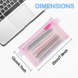 TIE-DailyNec 6 Pack Zipper Mesh Pencil Case Clear Exam Pencil Pouch Stationery Organizer Marker Pouch Pen Bags for Office College School Supplies Cosmetics Makeup Travel Accessories