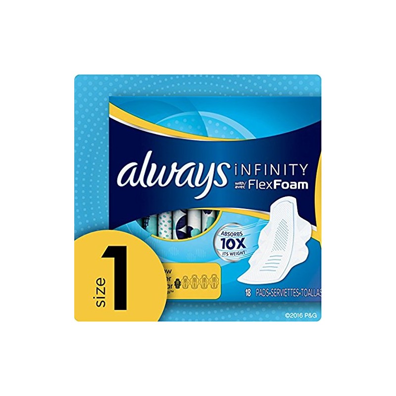 Always Infinity Maxi Pads Flexi-Wings Regular Flow 36 Each (Pack