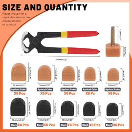 Tanstic 30 Pairs Women's High Heel Shoes Replacement Tips Pin with 6" Heel Pliers, 9x9mm, 9x10mm, 10x10mm, 10x11mm, 10.5x12.5mm Black Beige High Heel Shoe Tips - 2.4mm/0.09” Pin Diameter