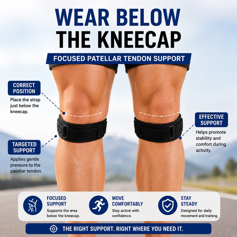 Patellar Tendon Knee Support Straps for Sports – Adjustable Compression