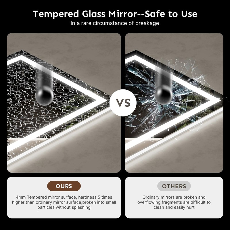 24x32 LED Bathroom Mirror with Lights – Anti-Fog, Dimmable, Backlit