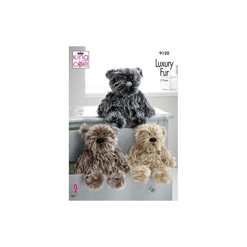 King Cole 9120 Knitting Pattern Luxury Fur Teddy Bears in