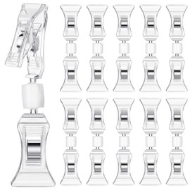 Colarr 50 Pcs Double Sided Sign Clips Sign Display Mini Clip Clear Rotatable Merchandise Clip on Sign Holder Plastic Price Tag Clip Sign Holder Stand for Label Clothing Business Cards Retail Baskets