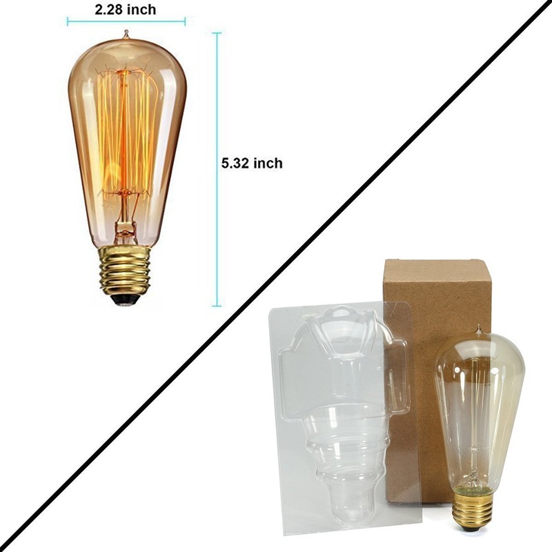 CTKcom Vintage Edison Light Bulbs - 2 Pack, 40W ST58