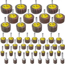 Tonmp 44 Pack 7 Size 80 Grit 1/4 Abrasive Flap Wheel Sander Set Aluminum Oxide Flap