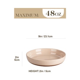 MALACASA Large Pasta Bowls Set of 4, 48 OZ Salad Bowls Serving Bowls for Dinner, Ceramic Soup Bowls Pasta Plates for Serving, Stackable, Microwave & Dishwasher Safe, Multicolor, Series TARA