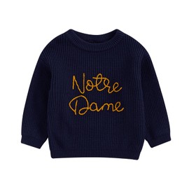 Baby Boy Girl Football Outfit Toddler Notre Dame Sweater Rugby Cable Knit Sweatshirt Knitwear Fall Pullover Top (Blue, 2-3 Years)