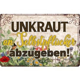 Weatherproof Garden Sign - Weeds to Self Picker - Funny Saying Garden Decoration 20 x 30 cm