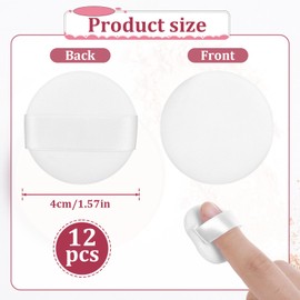 12 PACK Mini Finger Powder Puff, Microfiber Powder Puff Small Powder Pact Makeup Sponges 1.5 Inches Powder Puff Makeup Sponges Finger-Sized Makeup Puff for Women Beauty Blender Sponge