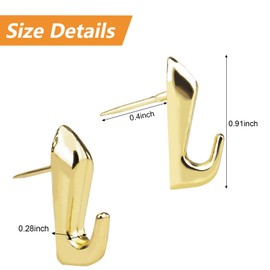 MOROBOR Painting Hanger, 30Pcs Gold 20lbs High-Heeled Style Pin Hooks Picture Hanging Nails for Home Office Wooden Fabric Wall