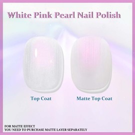 White Nail Polish - Pearl Nail Polish - White Pearl Glitter Nail Polish Reflect Pink Shimmer Flash - High Glossy Shine Long Lasting No Need UV Long Lasting DIY Manicure Nail Art