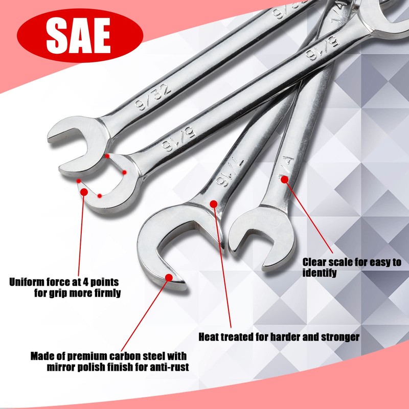 SPEEDWOX Mini Double Open End Wrench Set SAE 5/32"-7/16" 10pcs