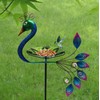 HapiGarden 32 Inch Height Peacock Bird Baths, Small Glass Birdfeeder