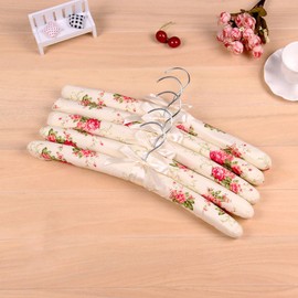 Padded Hangers for Women Clothing,5PCS Clothes Hangers Printed Bow Padded Hanger Thickened Non-Slip Wedding Dress Hanger for Closet Bedroom