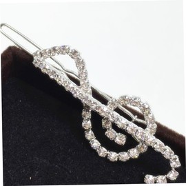 Gogogmee 2pcs Musical Note Hairpin Hair Barrettes for Girls Music Note Hairpins Non- Bobby Rhinestone Crystal Studded Hair Clef Hair Clamps Rhinestones Metal Claw Clip Miss