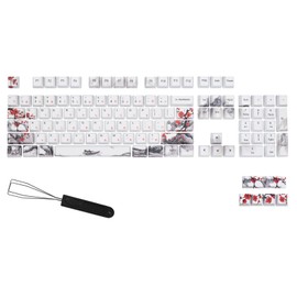 MOLGRIA Keycaps 110 Set for Full Size Mechanical Keyboard, Custom PBT OEM Profile Key caps Japanese Font with Keycap Puller for Cherry MX 104/87/71/61 60 Percent Keyboard(Plum Blossom)