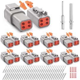 JRready Deutsch DTM Connector 4 Pin 8 Kits, ST6330-401 DTM Connector Kit with Size 20 Solid Contacts 20-22AWG, Waterproof Automotive Electrical Connectors for Cars, Motorcycle, Truck, Marine