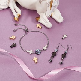 UNICRAFTALE 9 Pieces 3 Colours 304 Stainless Steel Cross Beads Metal Crucifix Cross Spacer Beads with Easter Motif Crucifix Pendant Bead for Earrings Bracelets DIY Jewellery Making