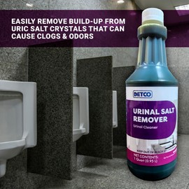 Detco Urinal Salt Remover Concentrate - Safe on Pipes and Plumbing, Odor Control, Cleans Rust, Scale, and Uratic Salt Build-Up, 1 Quart