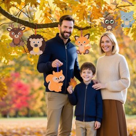 Pubbyuer Autumn Animal Craft Set for Children - 6 Pieces Forest Animals DIY Felt Craft Set - Educational Natural Crafts with Instructions - Creative Craft Gift for Children's Room & Forest Walk