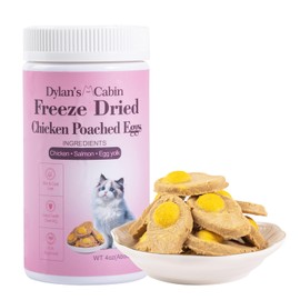 Dylan's cabin Freeze Dried Chicken Cat & Dog Treats - High Protein Poached Eggs Bites with Salmon & Pumpkin Training Kitten Puppy Snack for Coat Gut Healthy, 34pcs