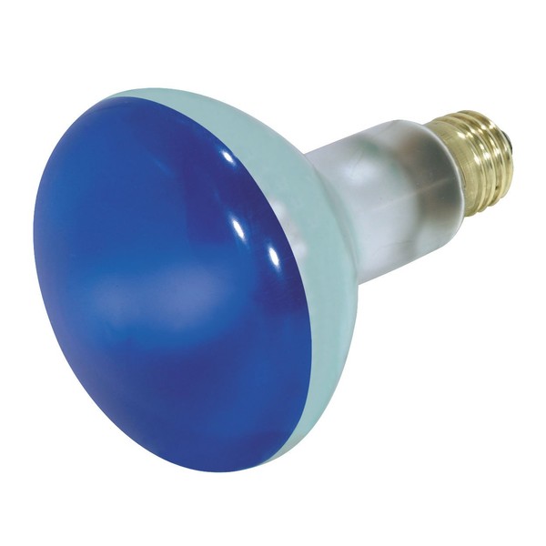 Satco S3228 75 Watt BR30 Incandescent 130 Volt Medium Base Light Bulb, Blue