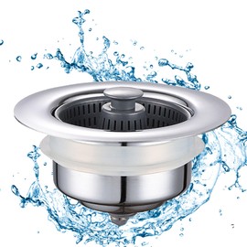 XRR 3 in 1 Kitchen Sink Drain Strainer and Stopper Combo - 304 Stainless Steel Kitchen Sink Pop-up Stopper, Anti-Clogging Kitchen Sink Strainer Basket Filter for for Garbage Disposal without Clogging