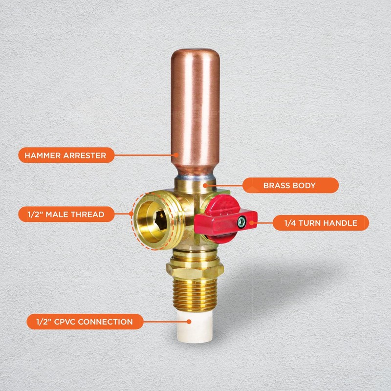 Highcraft 540DI Washing Machine Replacement Valve with Hammer Arrestor Inlet