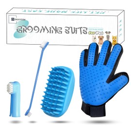 Dog Bath Grooming Kit: Silicone Dog Bathing Shampoo Brush, Pet Shedding Massage Glove, Double-Sided Pet Toothbrushes - Rubber Bath Brush for Long and Short Haired Dogs, Cats and Small Animals