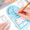 2Pcs Multifunctional Geometric Ruler, Upgraded Drawing Ruler Geometric Blue Drawing