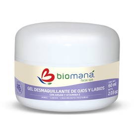 Biomaná Desmaquillante de Ojos y Labios con Vitamina E y Aceite de Argán 60 g. Ayuda a Fortalecer y Alargar las Pestañas, y Previene los Labios Partidos
