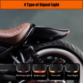 Rear Fender for Rebel 300 500, Motorcycle Back Mudguard Short Splash Guard Fender with LED Signal Brake Light Accessories for 2017-2024 Honda Rebel CMX 250 300 500