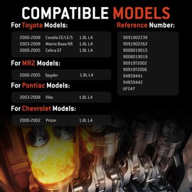 HYR Set of 4 Ignition Coil Pack and Iridium Spark Plugs Fit for 1.8L 2000-2008 Toyota Corolla Matrix Celica Pontiac Vibe Chevy Prizm MR2 Spyder L4 for Replaces UF247