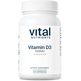Vital Nutrients Vitamin D 5000 IU | Vitamin D3 Supplement | Healthy Bones, Teeth, Muscles*| Cellular & Immune Function | Calcium Absorption | Gluten, Dairy and Soy Free | 90 Capsules