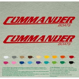 Pair of Commander Compatible Replacement Decals Vinyl Stickers Boat Outboard Motor Set of 2 (12", Red 031)